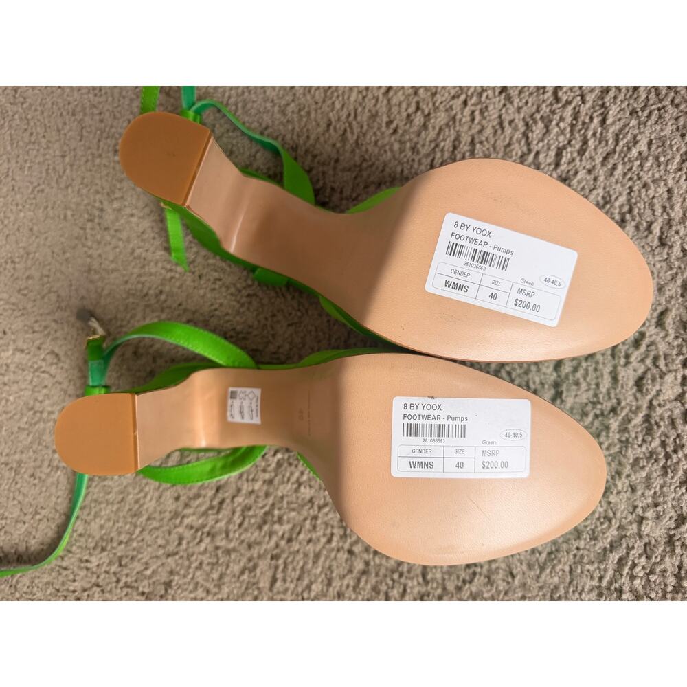 8 By Yoox Like Green Strappy Platform Heels - Picture 2 of 4